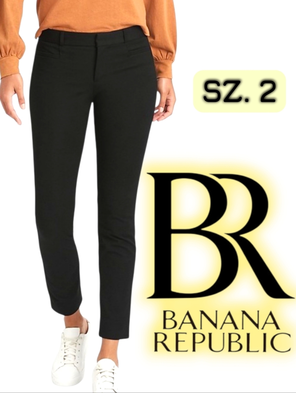Banana Republic Black Curvy Sloan Cropped Slacks Sz. 2